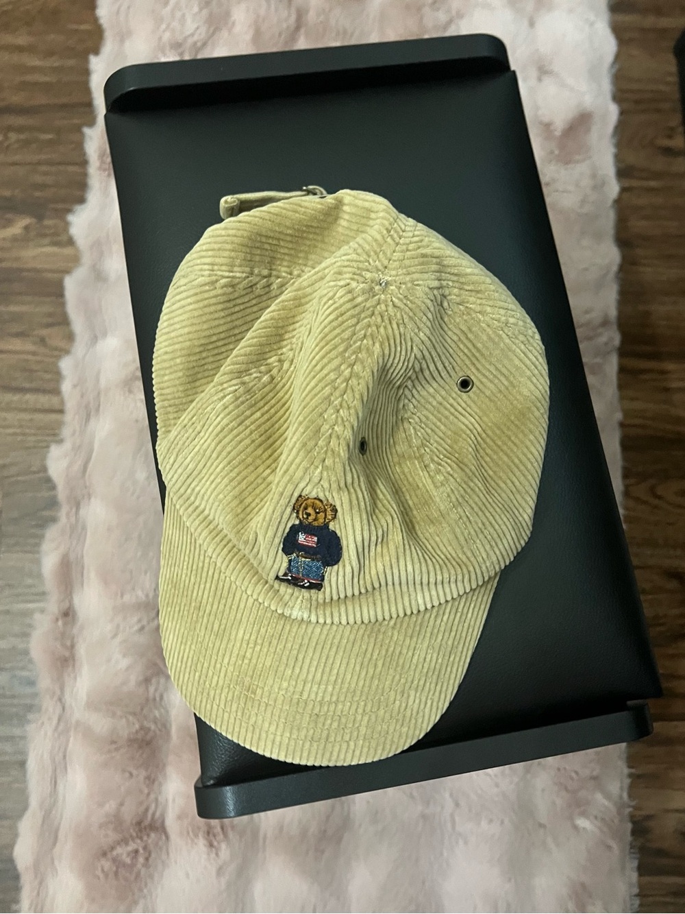 Kids my Corduroy Cap with Bear Patch - Beige